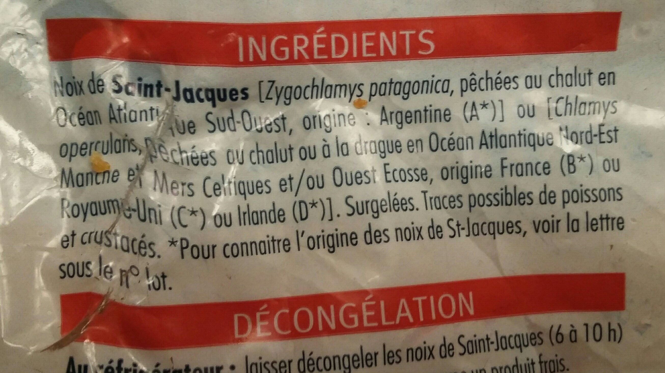 1KG Sachet Petite Noix Saint Jacques - Ingredients - fr