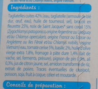 Tagliatelles sauce pesto et noix de Saint Jacques*, Surgelé - Ingredienser - fr