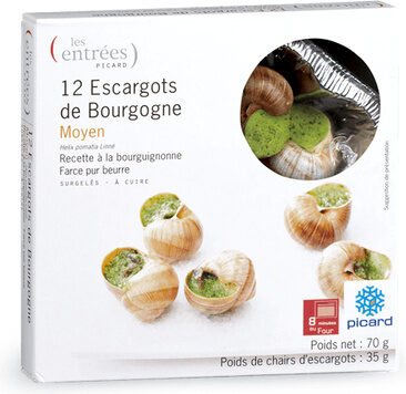 12 Escargots de Bourgogne Moyen - surgelés 70 g - Picard
