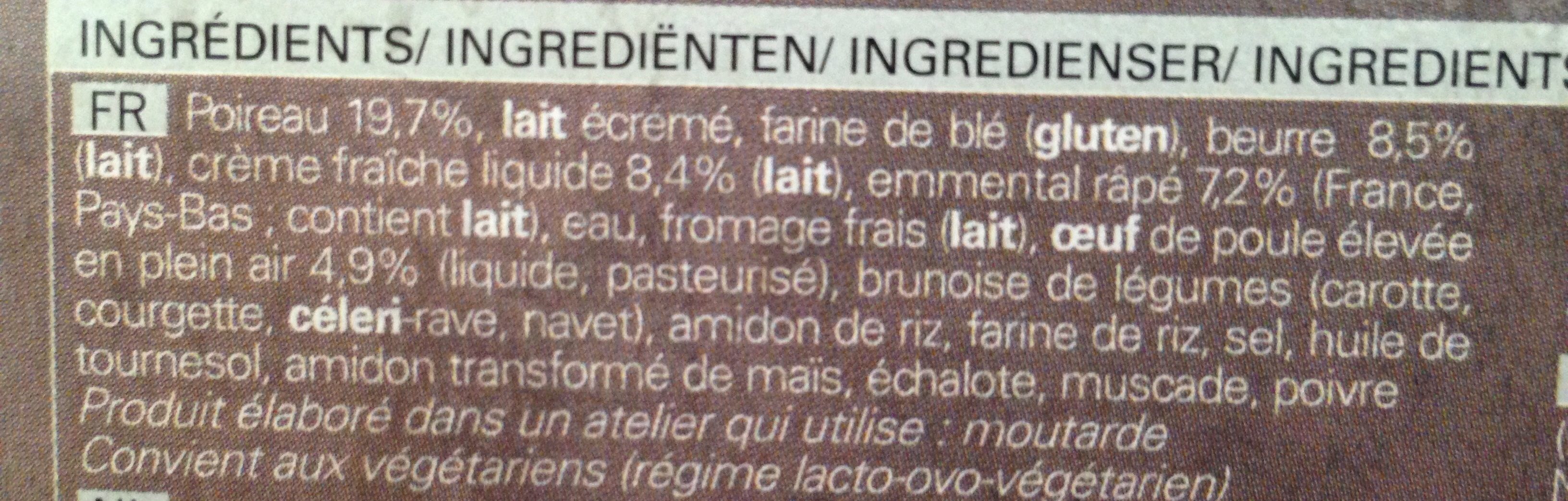 2 Tartes Aux Poireaux - Ingredients - fr
