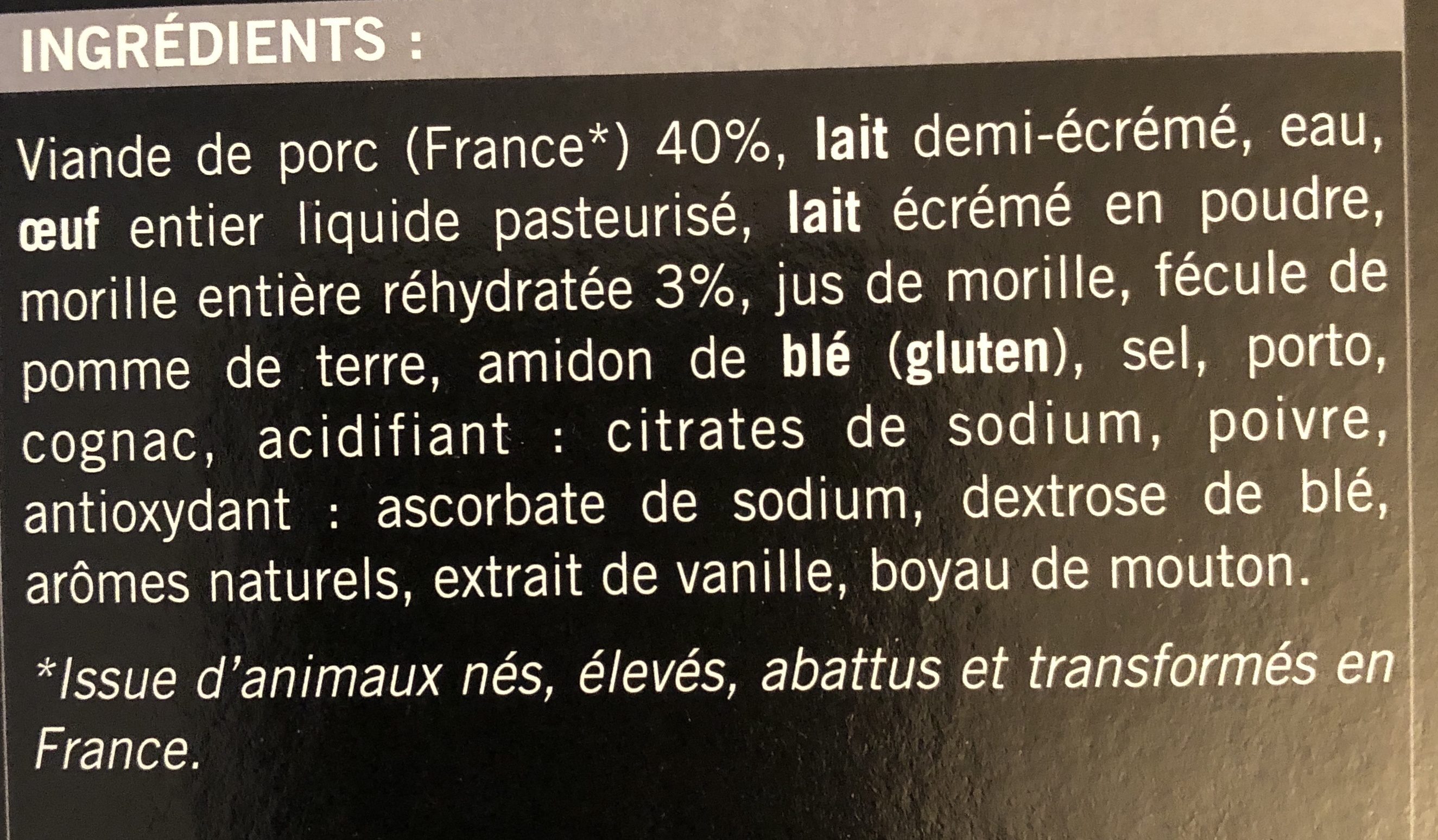 Mini-Boudins Blancs aux Morilles - Ingrédients