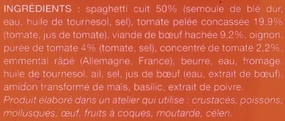 Spaghetti à la bolognaise, Surgelés - Ingrédients