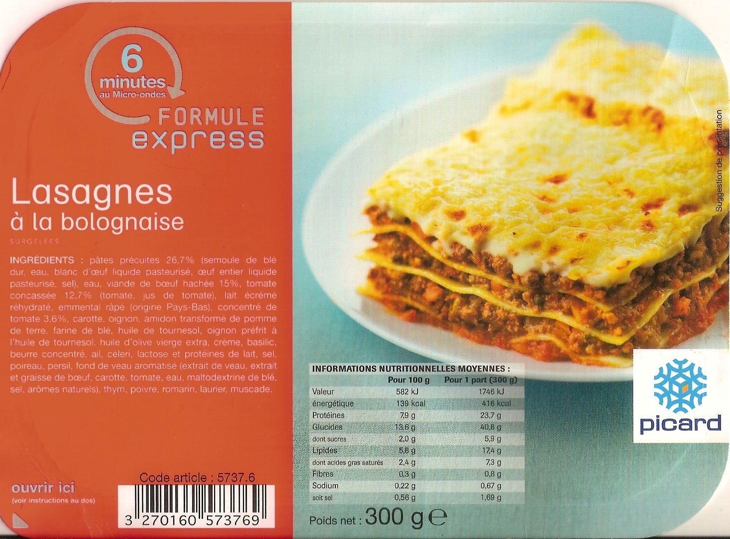 Lasagnes à la bolognaise, Surgelées - Product - fr