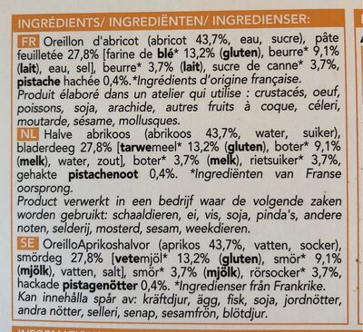 Tartelettes Fines Aux Abricots - Ingredients - fr