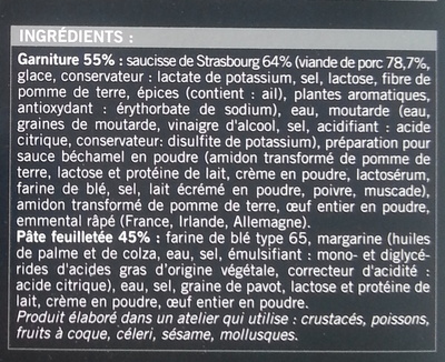20 Mini-feuilletés saucisse - surgelés 350 g - Ingrediënten - fr