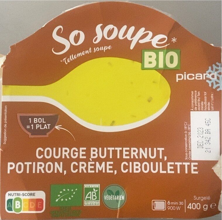 So Soupe bio - Courge butternut, potiron, crème, ciboulette - Product - fr