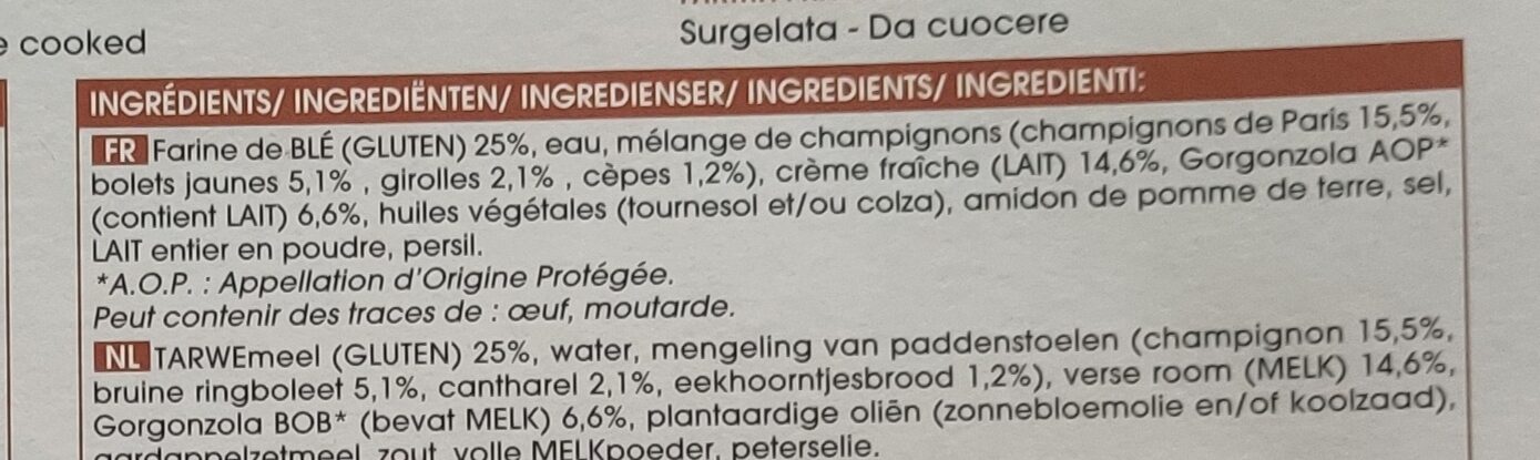 Tarte fine Champignons Gorgonzola - Ingrédients