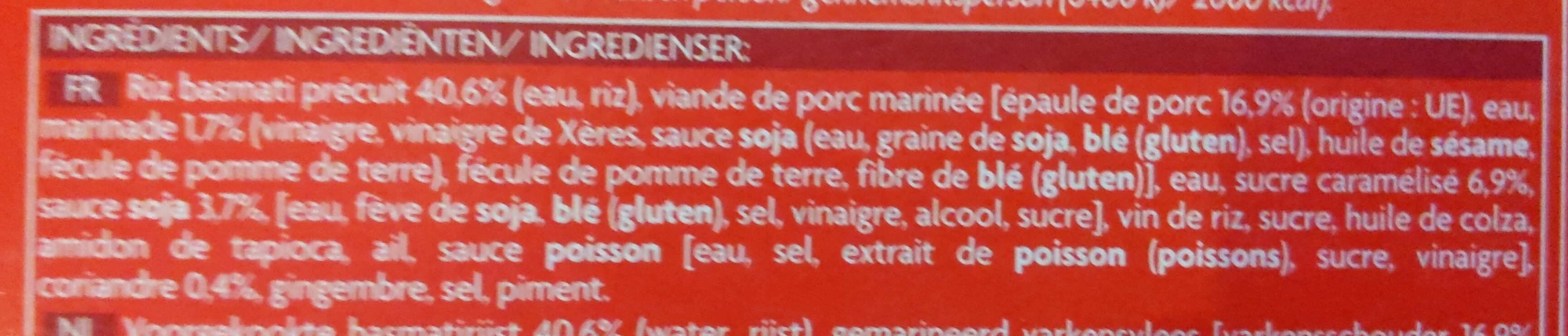 Porc au caramel et riz à la coriandre - Ingredients - fr