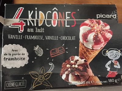 4 Kidcônes au Lait : Vanille - Framboise - Vanille - Chocolat - Product