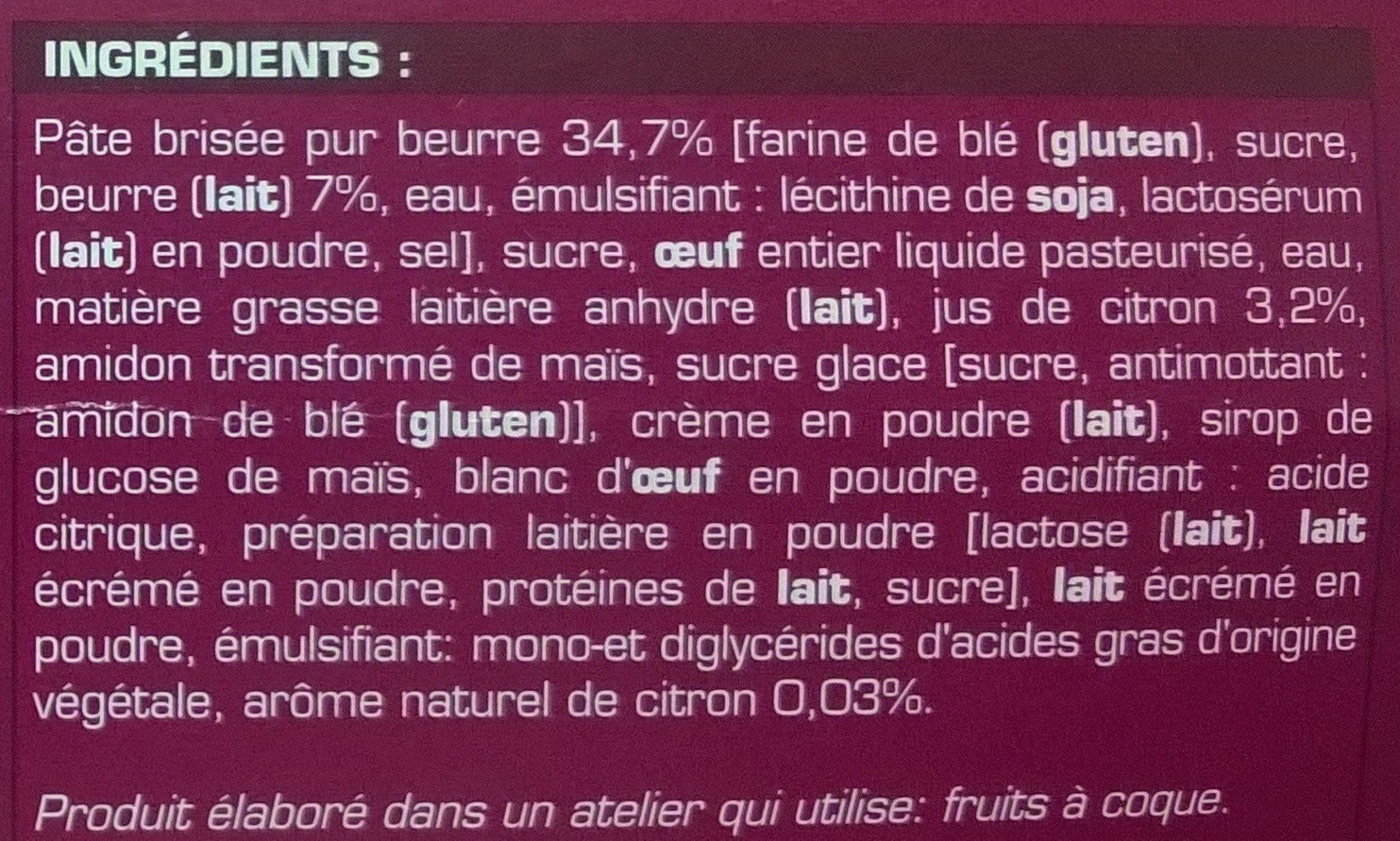 2 tartelettes citron meringuées - Ingredients - fr