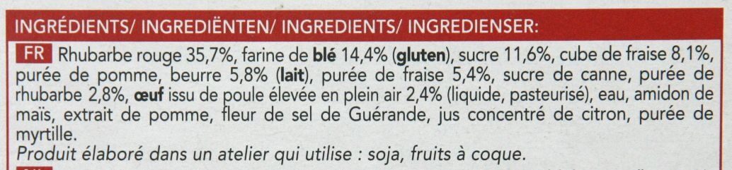 Tarte Rhubarbe Fraise - Ingrediënten - fr