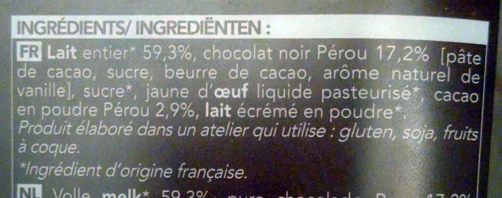Le chocolat - Ingredienser - fr
