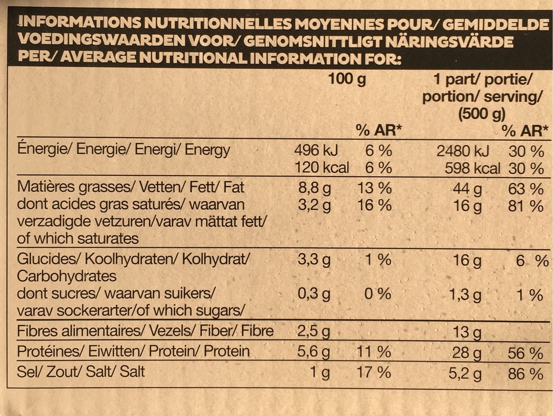 Choucroute au vin d’Alsace Riesling - Nutrition facts - fr