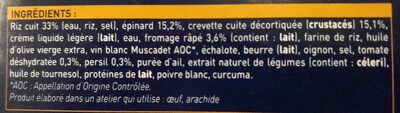 Crevettes Risotto fondue d'épinards - Ingredients - fr
