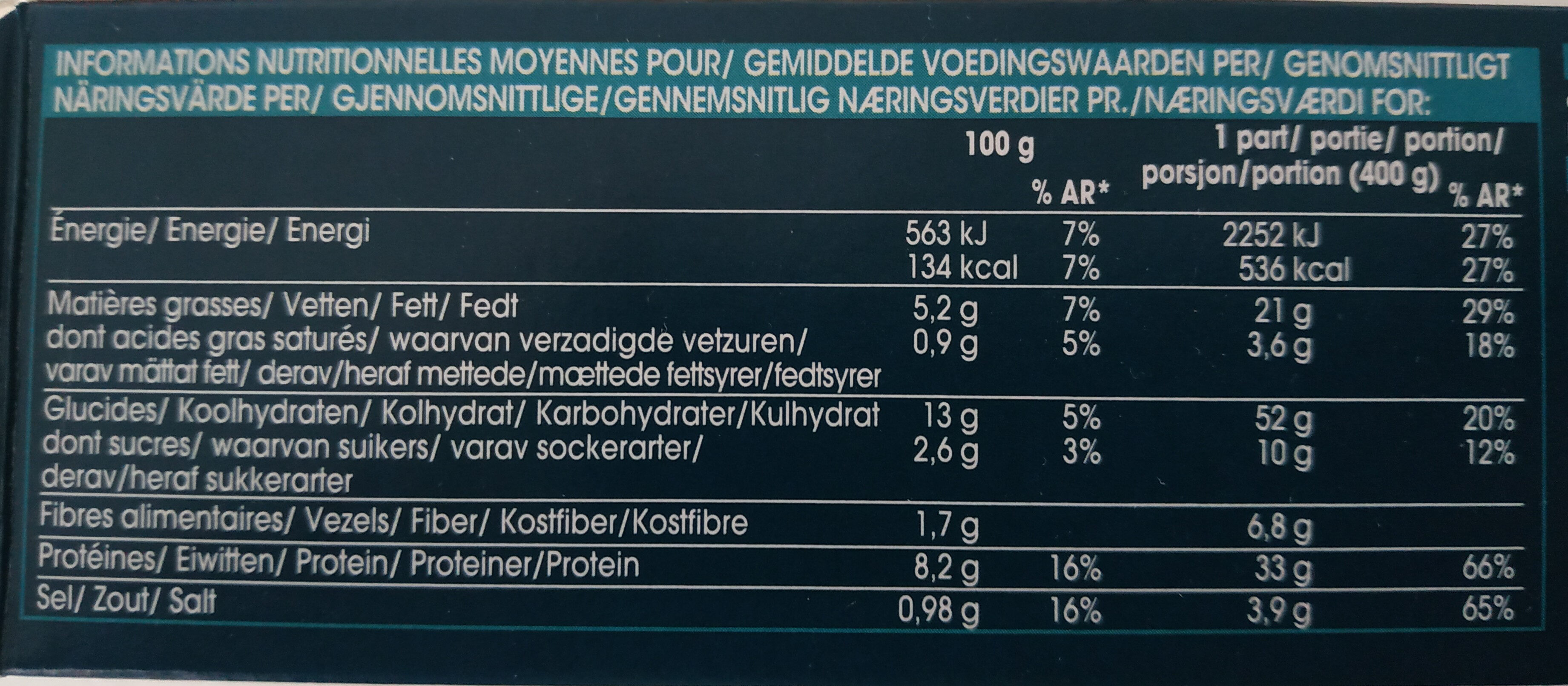 Carbonade flamande et röstis de pommes de terre - Nutrition facts - fr