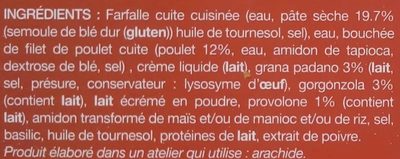 Poulet et mini-Farfalles, Sauce aux 3 Fromages - Ingrédients