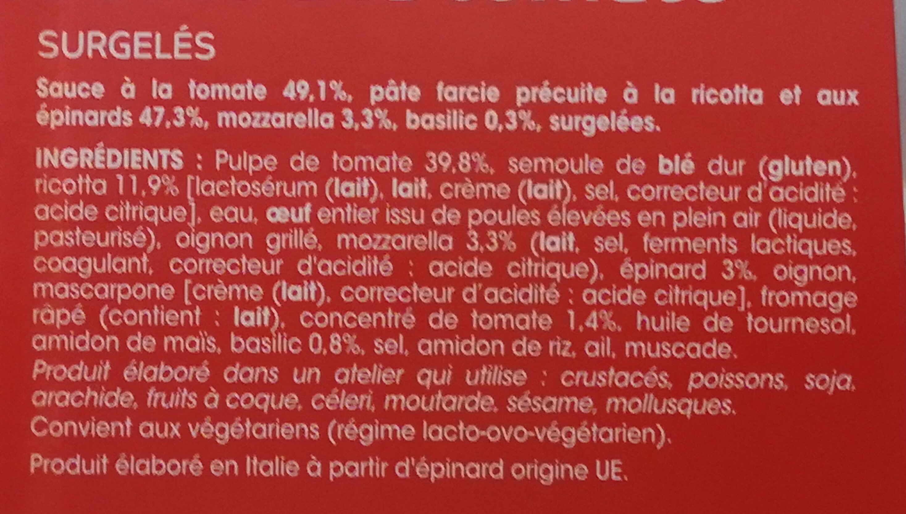 Ravioli ricotta épinard, sauce tomate - Ingredienti - fr