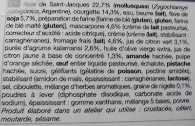2 Lingots aux noix de Saint-Jacques* - surgelés - Ingredienser - fr