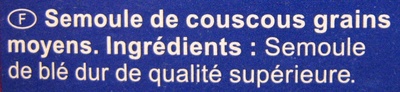 Couscous grain moyen - Ingrédients