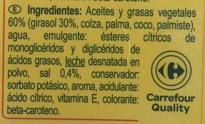 3/4 Margarine TOURNESOL Tartine et cuisson - Ingredientes