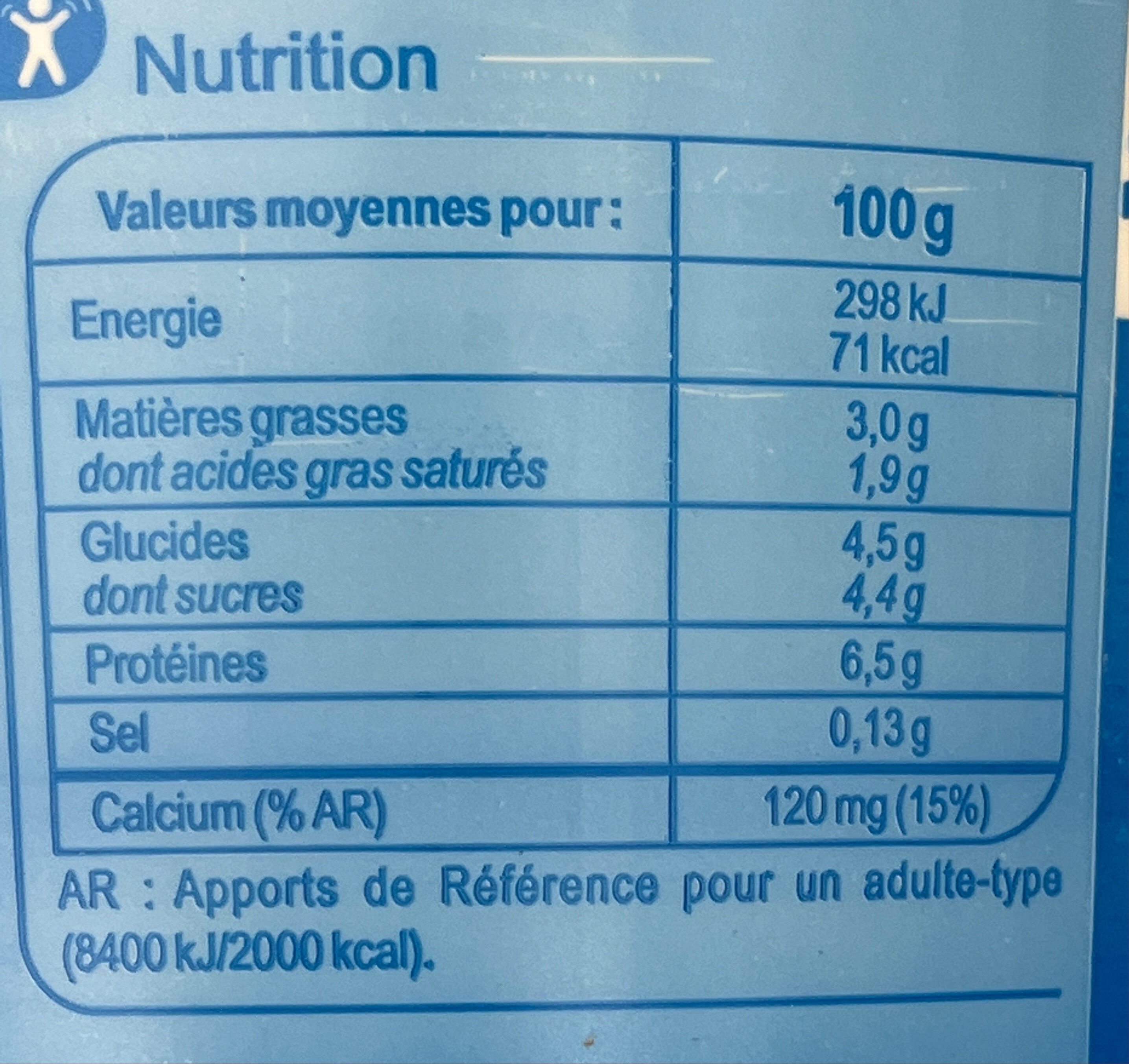 Fromage Blanc Nature 3% - Nutrition facts - fr