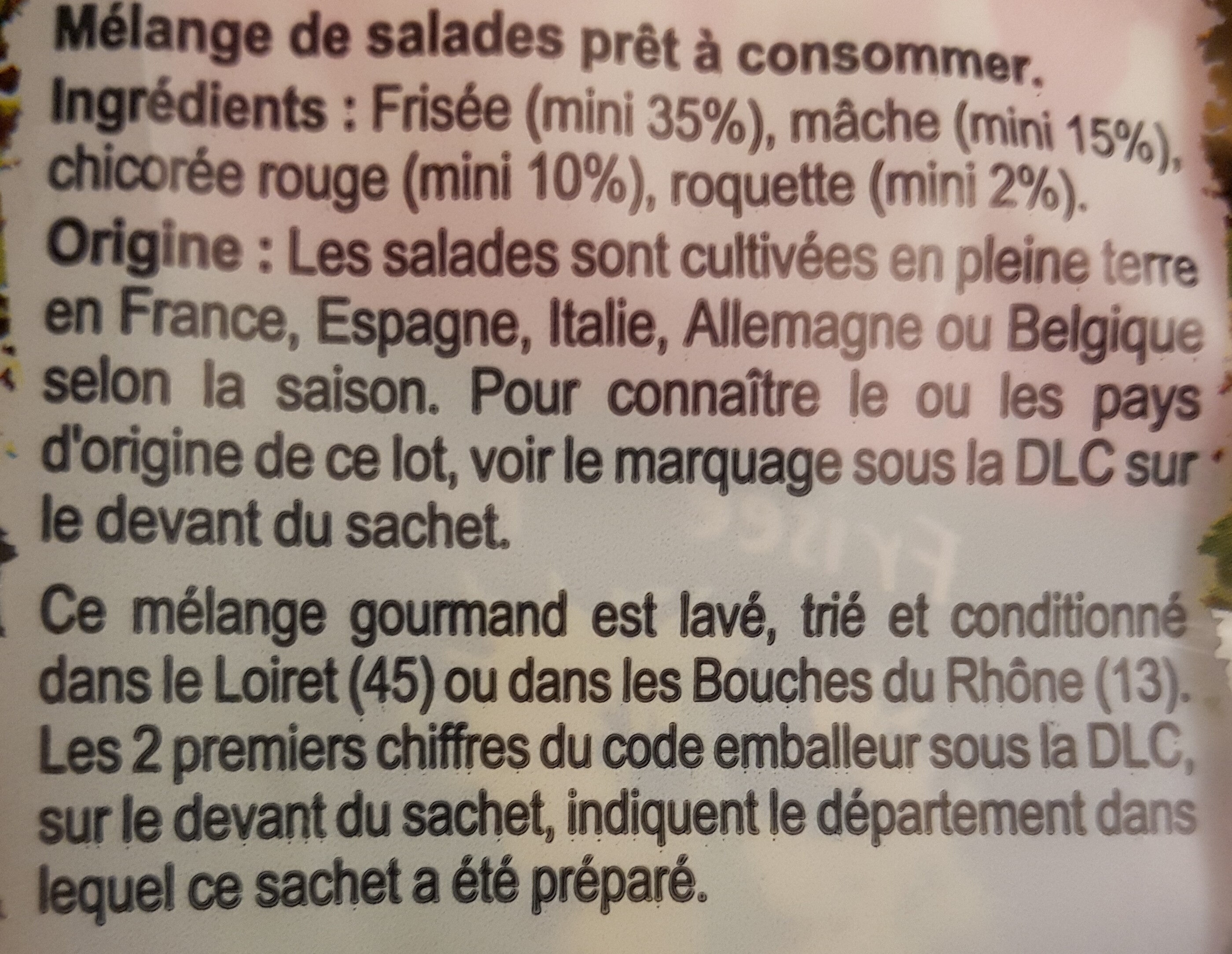 Mélange Gourmand - Ingrediënten - fr