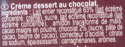 creme dessert chocolat - المكونات - fr