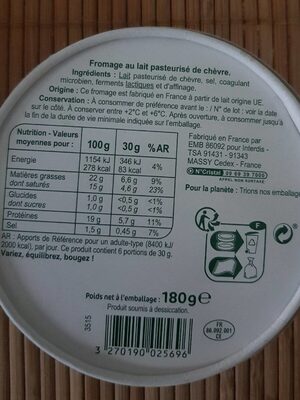 Fromage de Chèvre - Ingrediënten - fr