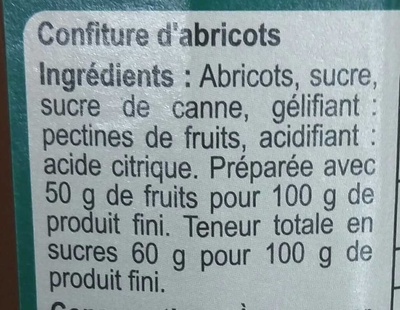 Confiture abricot - Ingrédients