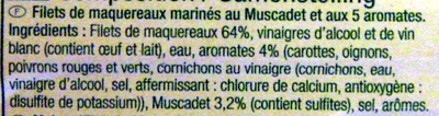 Filets de maquereaux (marinés au Muscadet et aux 5 aromates) - Ingrediënten - fr