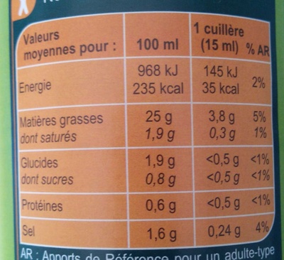 Vinaigrette Fines herbes - Nutrition facts - fr