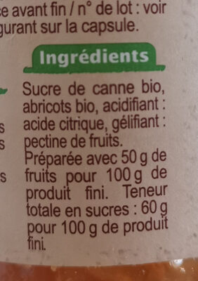 Confiture d'abricots au sucre de canne - Ingredienti - fr