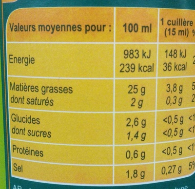 Vinaigrette saveur Échalote - Nutrition facts - fr