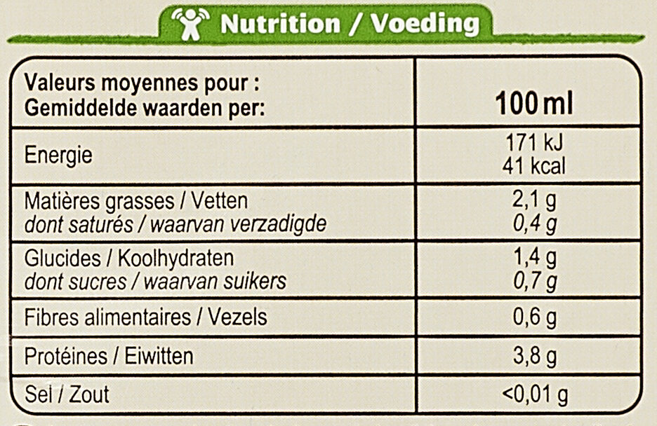 Boisson au soja nature - Tableau nutritionnel