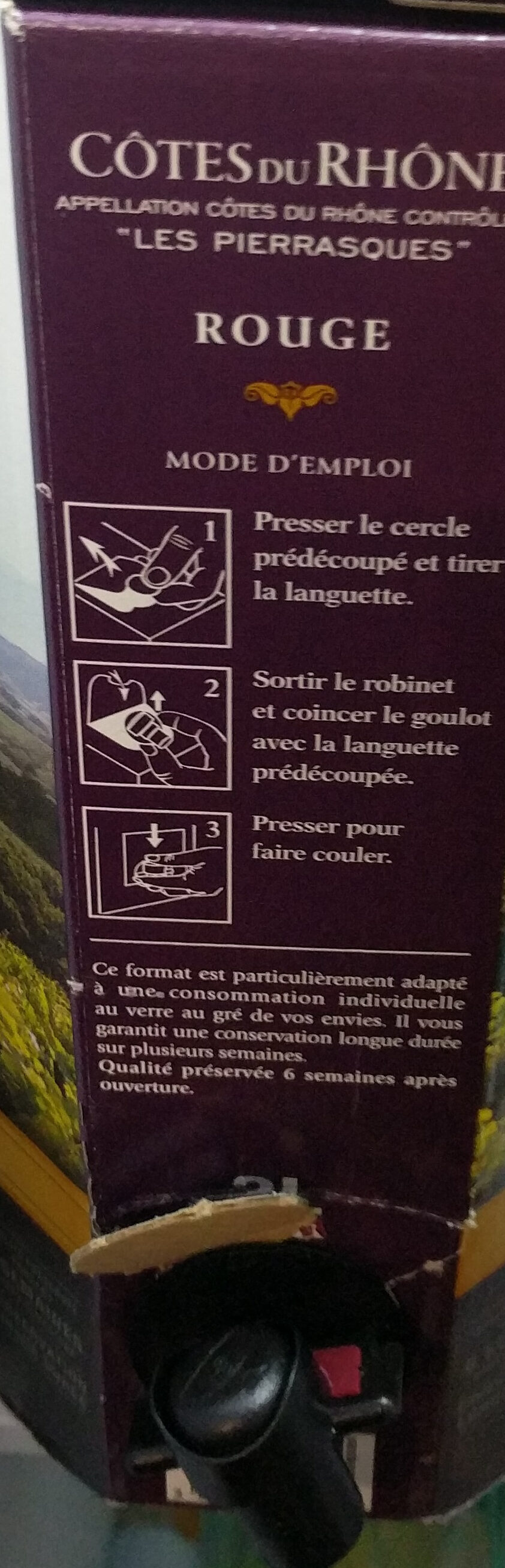 Côtes du Rhône - "les Pierrasques" - Recycling instructions and/or packaging information - fr