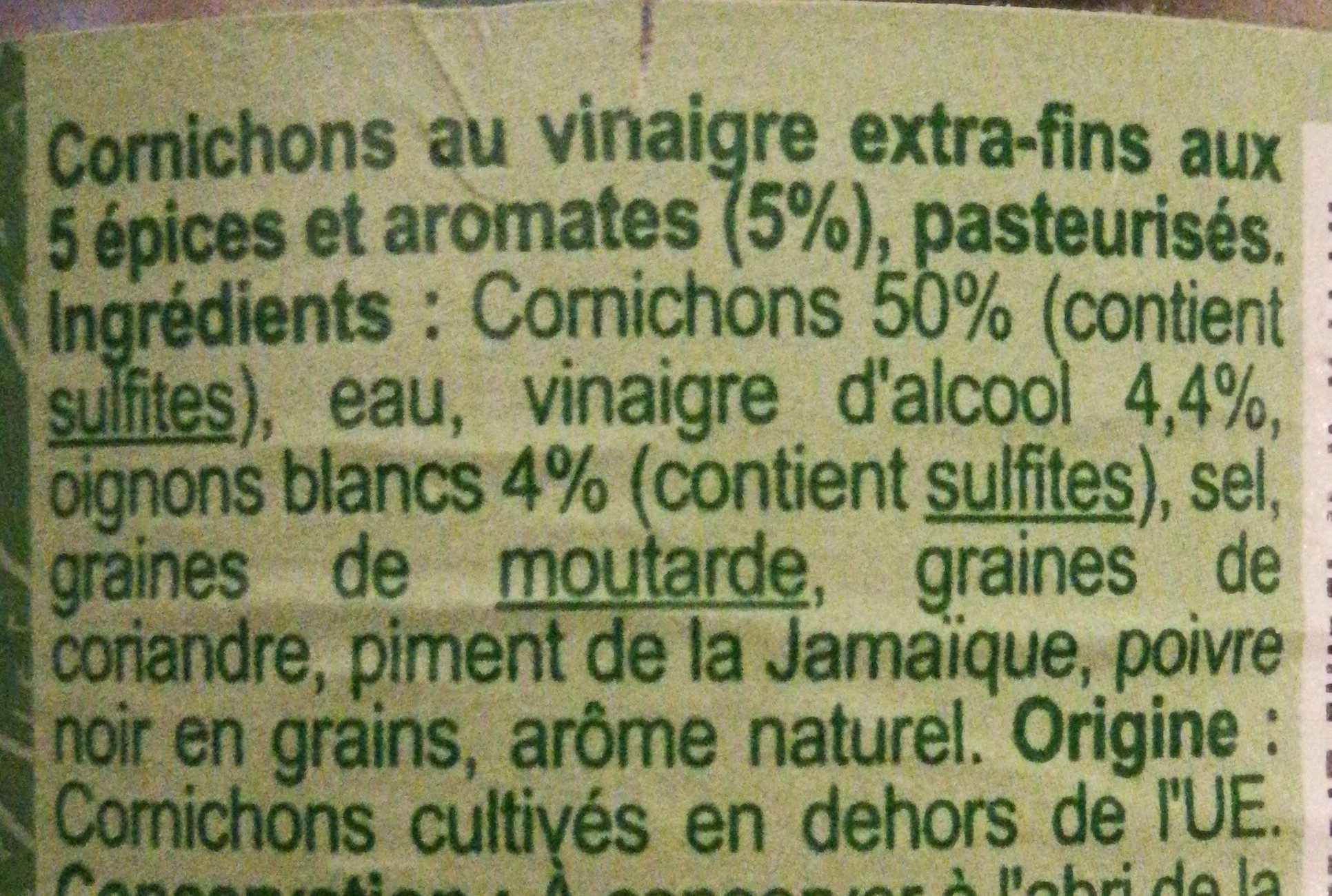 Cornichons Extra-fins - Ingredients - fr
