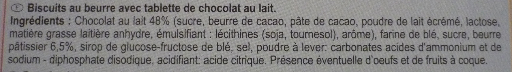 POCKET LE PETIT BEURRE TABLETTE Chocolat au lait - Ingredientes - fr
