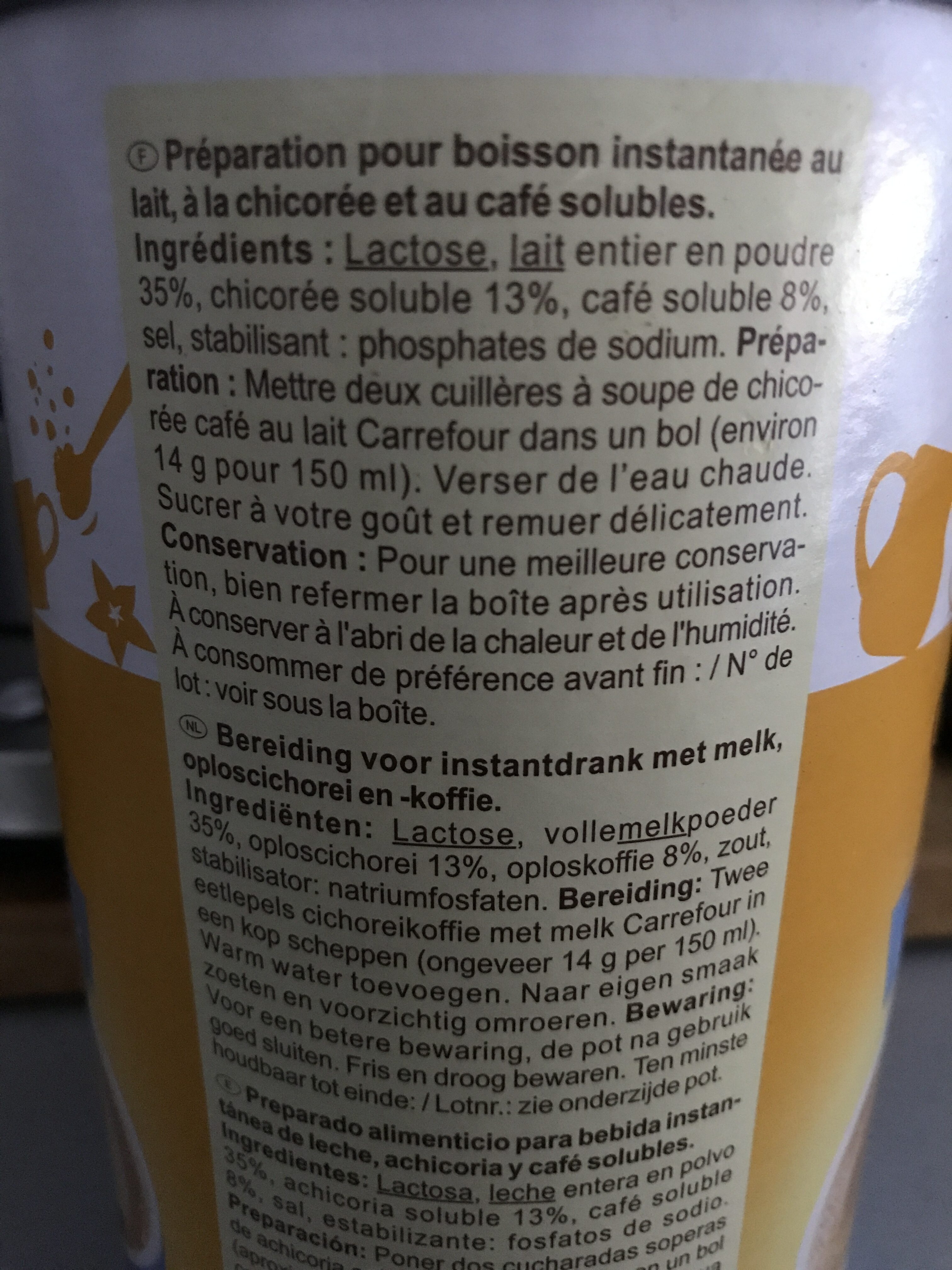 Café au lait Chicorée - Ingredients - fr