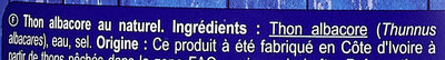 THON EN TRANCHES Albacore AU NATUREL - Ingredients - fr