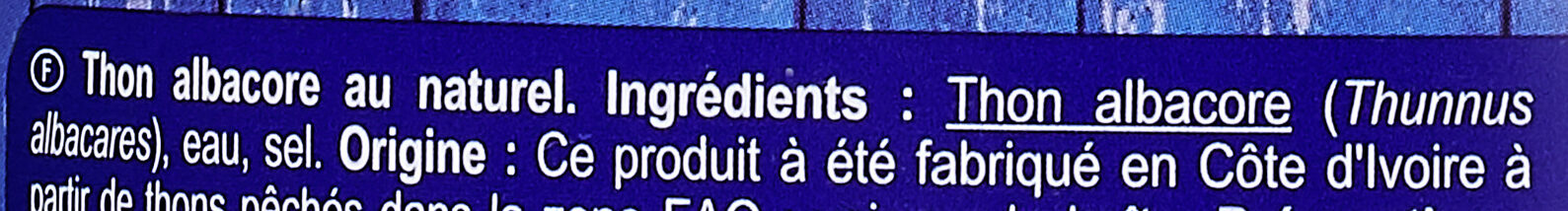 THON EN TRANCHES Albacore AU NATUREL - Ingredients - fr