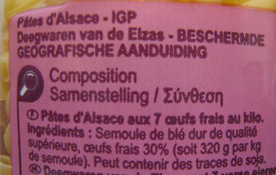 Macaroni Pâtes d'Alsace - Ingrediënten - fr
