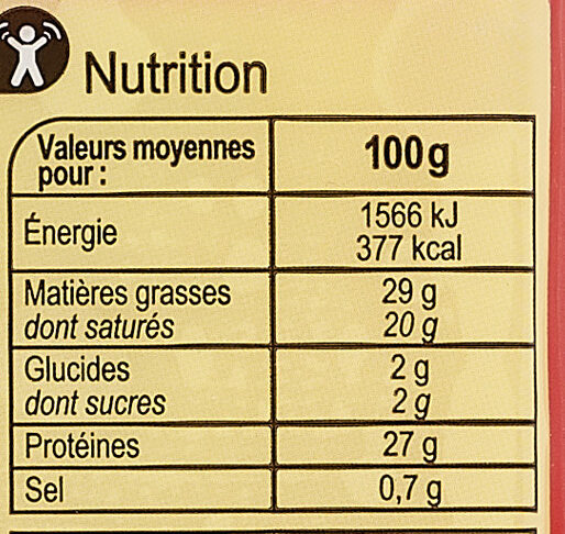 Emmental Bloc - Nutrition facts - fr