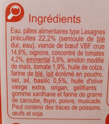 Lasagnes à la bolognaise à l'emmental - Ingrediënten - fr