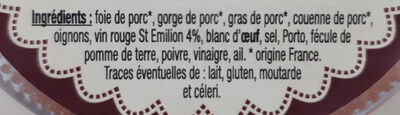 Terrine de Campagne au Saint Emilion Le Parfait - Ingredients