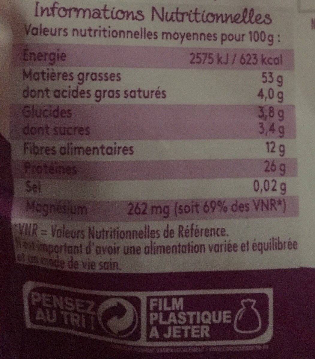 Amandes décortiquées - Nutrition facts - fr