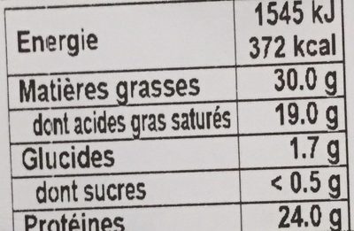 Cantal entre deux (30% MG) - Nutrition facts - fr