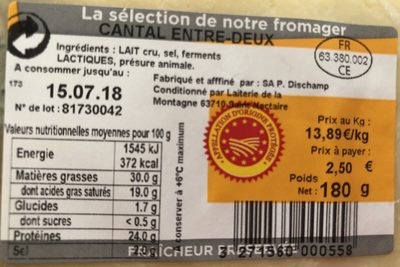 Cantal entre-deux - Ingredients - fr