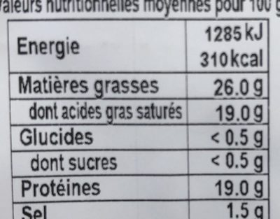 Fromage de chevre - Nutrition facts - fr