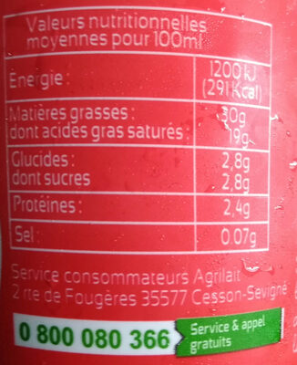 Crème fraîche épaisse 30%MG - Näringsfakta - fr