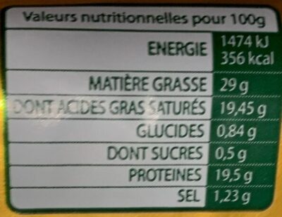 Charcennay - Nutrition facts - fr